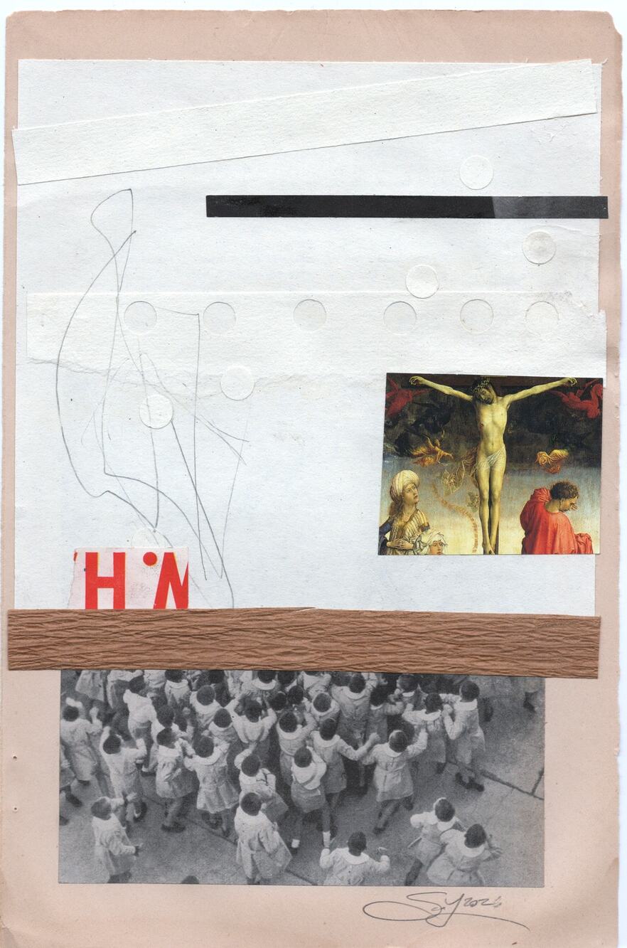 Original Mixed Media Modern Art Collage "Aureity" 6.25x10" Signed